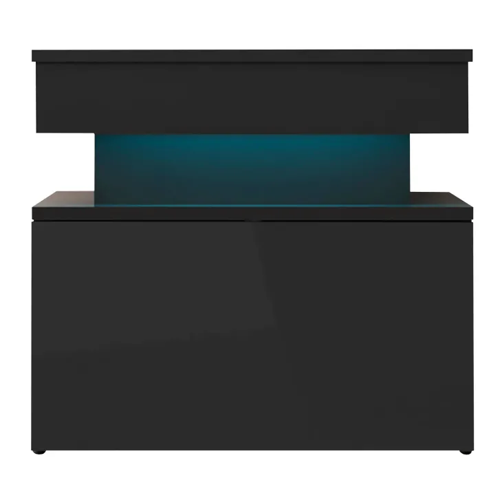 Comodino 55x51h cm 1 cassetto con LED nero Lumus