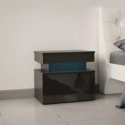 Comodino 55x51h cm 1 cassetto con LED nero Lumus
