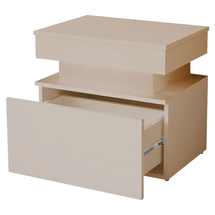 Comodino 55x51h cm 1 cassetto con LED beige cashmere Lumus