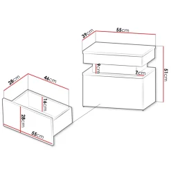 Comodino 55x51h cm 1 cassetto con LED beige cashmere Lumus