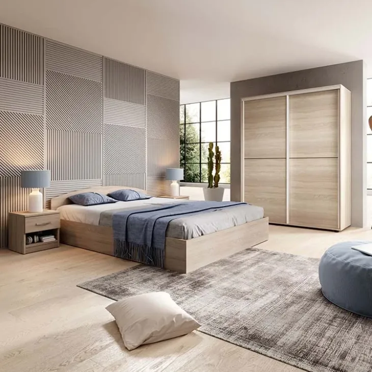 Comodino 40x40h cm 1 cassetto moderno rovere Tropea-Roma-Sorrento