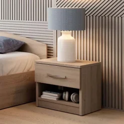 Comodino 40x40h cm 1 cassetto moderno rovere Tropea-Roma-Sorrento