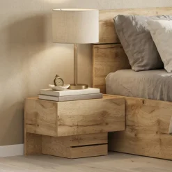 Comodino 45x32h cm 1 cassetto moderno design quercia Tamika