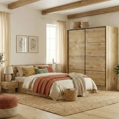 Comodino 45x32h cm 1 cassetto moderno design quercia Tamika