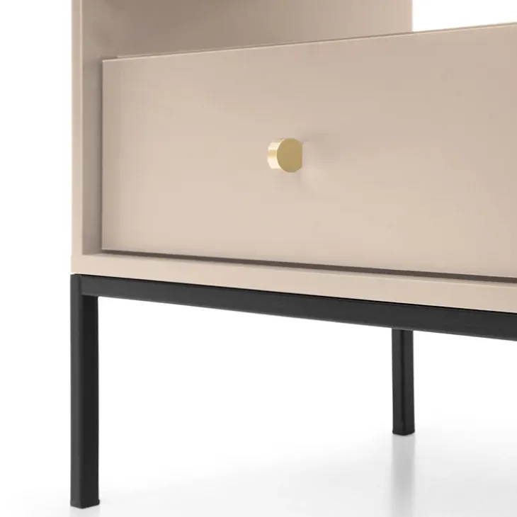 Comodino 54x56h cm 1 cassetto moderno beige Glory