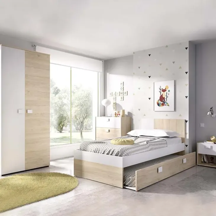 Comodino 40x42h cm 1 cassetto moderno rovere bianco Cairo