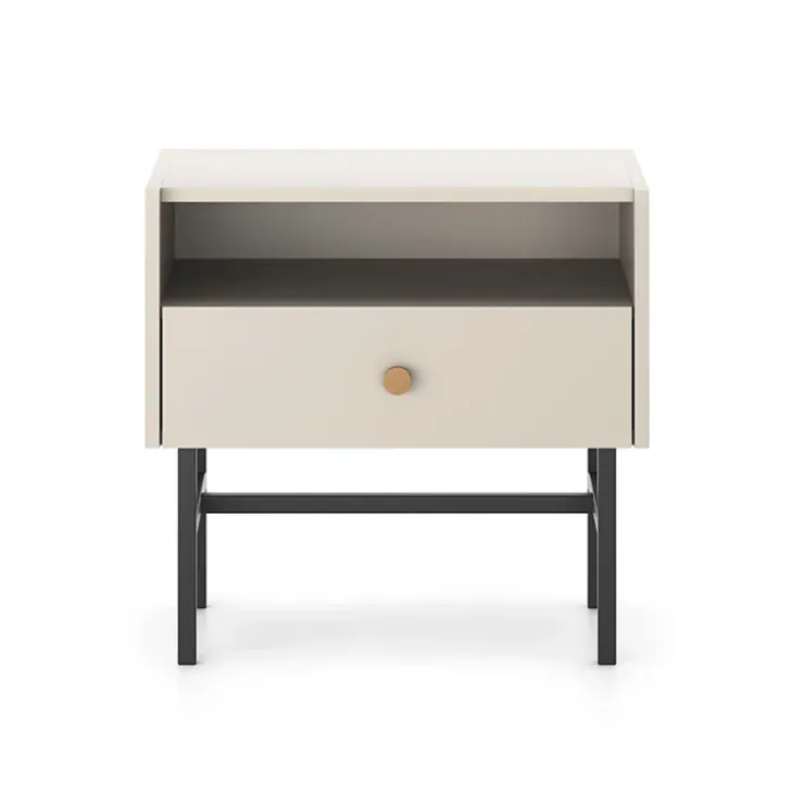 Comodino 55x52h cm 1 cassetto moderno beige Eterna