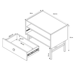 Comodino 55x52h cm 1 cassetto moderno beige Eterna