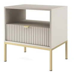 Comodino 54x56h cm 1 cassetto moderno beige Alisa