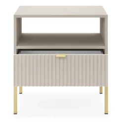 Comodino 54x56h cm 1 cassetto moderno beige Alisa