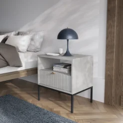 Comodino 54x56h cm 1 cassetto moderno grigio Alisa