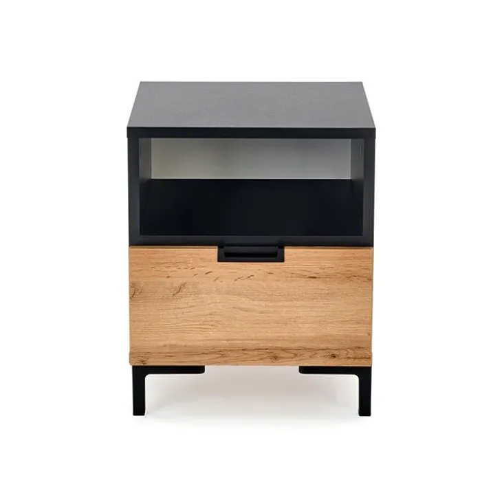 Comodino 40x52h cm 1 cassetto moderno rovere nero Ankara