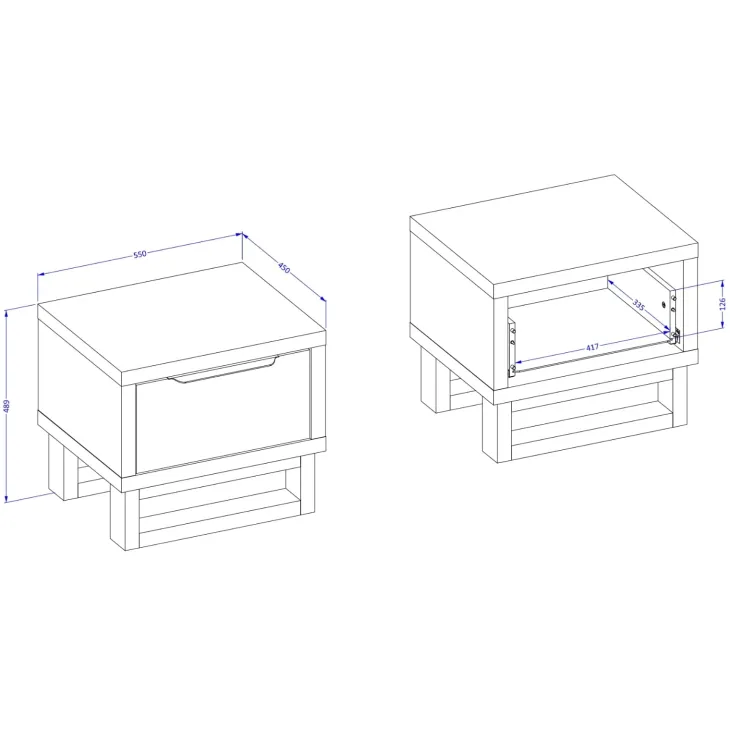 Comodino 55x49h cm 1 cassetto rovere Petra