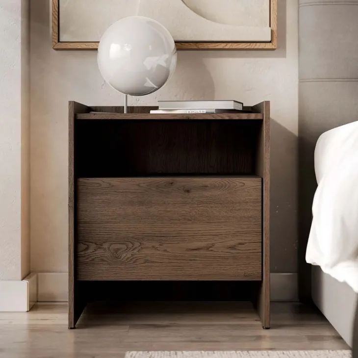 Comodino 53x60h cm 1 cassetto rovere scuro Girone