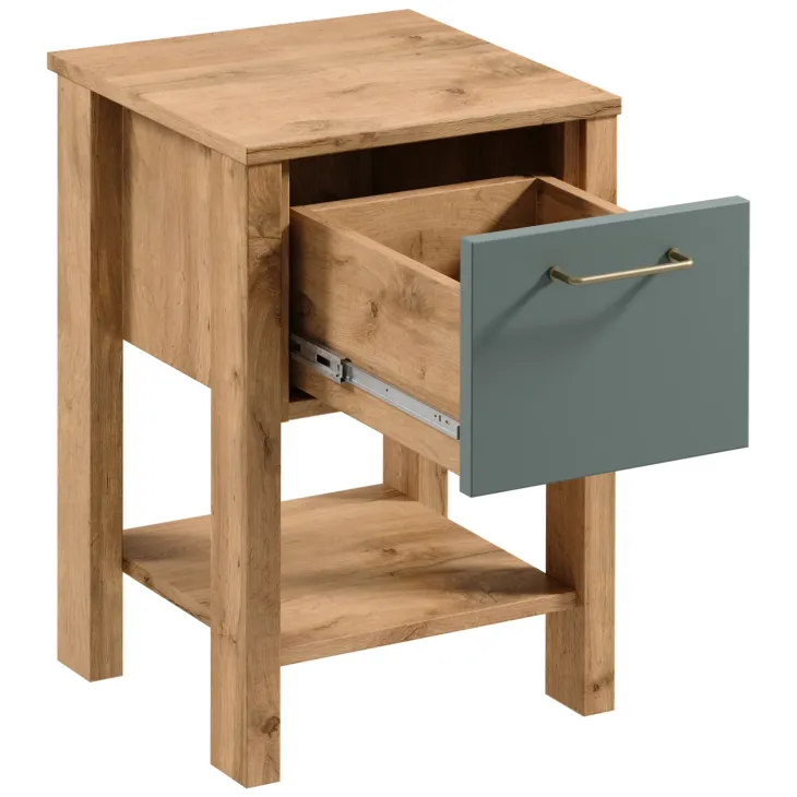 Comodino 42x59h cm 1 cassetto rovere verde Leave