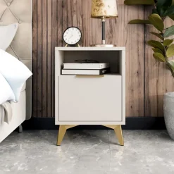 Comodino 44x60h cm 1 cassetto 1 vano beige Miriam