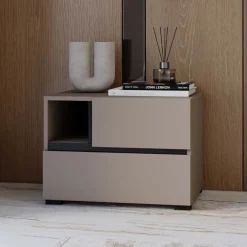 Comodino 55x40h cm con cassetti reversibile tortora Lolla