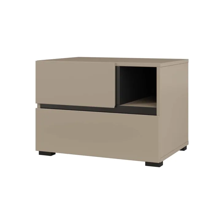 Comodino 55x40h cm con cassetti reversibile tortora Lolla