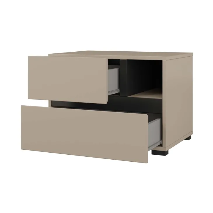 Comodino 55x40h cm con cassetti reversibile tortora Lolla