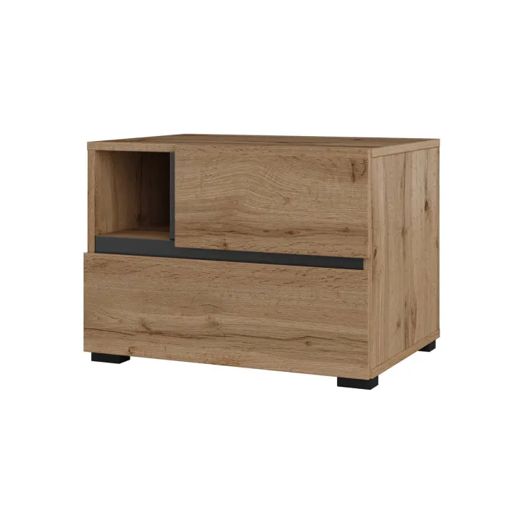 Comodino 55x40h cm con cassetti reversibile rovere Lolla