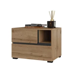 Comodino 55x40h cm con cassetti reversibile rovere Lolla