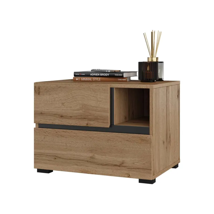 Comodino 55x40h cm con cassetti reversibile rovere Lolla