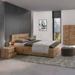 Comodino 55x40h cm con cassetti reversibile rovere Lolla