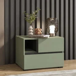 Comodino 55x40h cm con cassetti reversibile verde Lolla