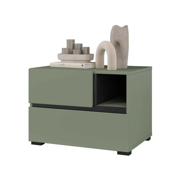 Comodino 55x40h cm con cassetti reversibile verde Lolla