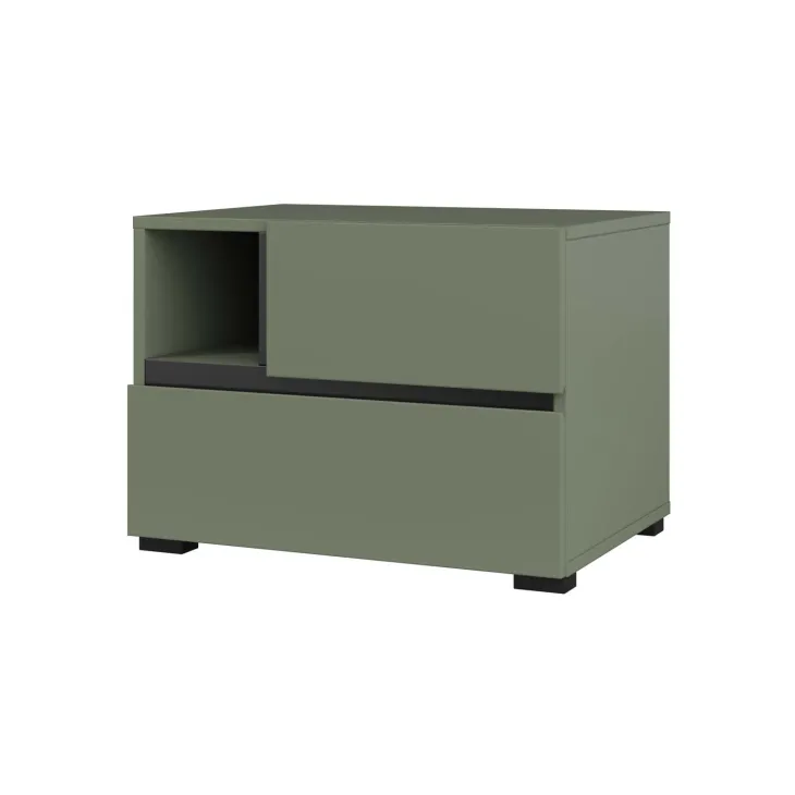 Comodino 55x40h cm con cassetti reversibile verde Lolla