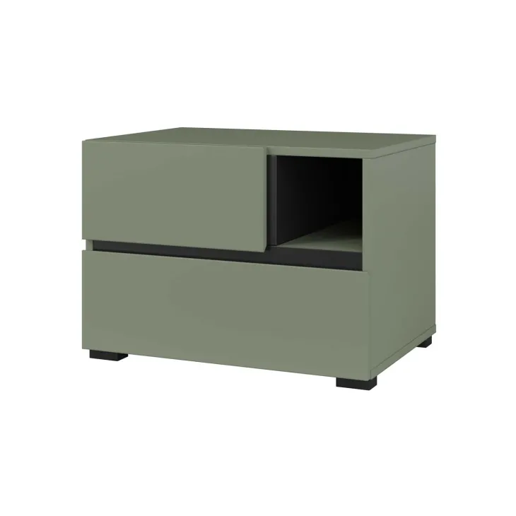 Comodino 55x40h cm con cassetti reversibile verde Lolla