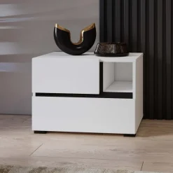 Comodino 55x40h cm con cassetti reversibile bianco opaco Lolla