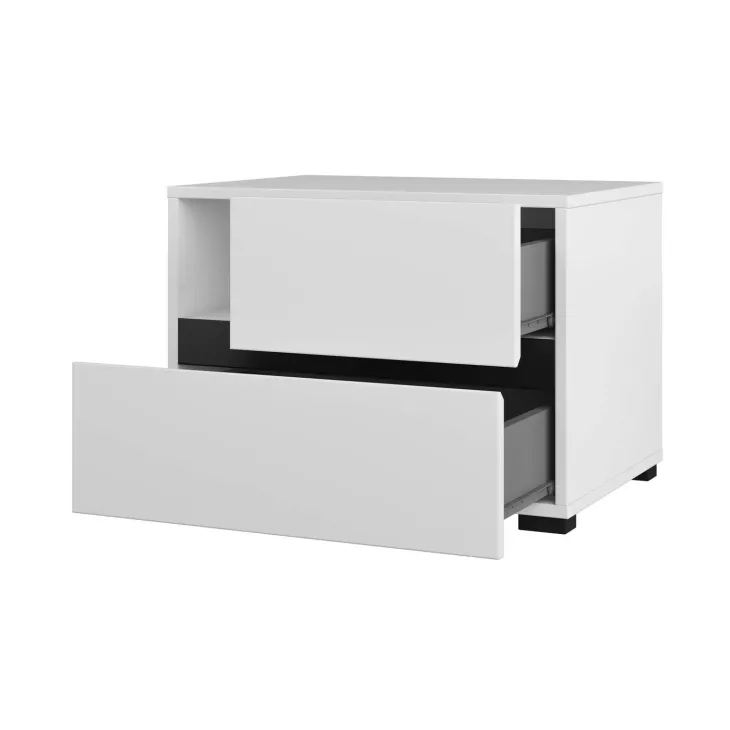 Comodino 55x40h cm con cassetti reversibile bianco opaco Lolla