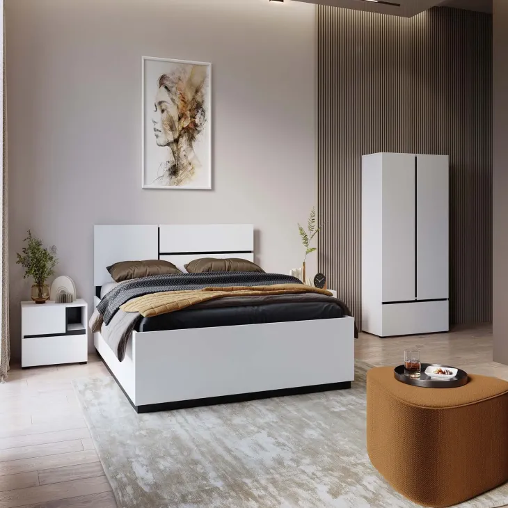Comodino 55x40h cm con cassetti reversibile bianco opaco Lolla