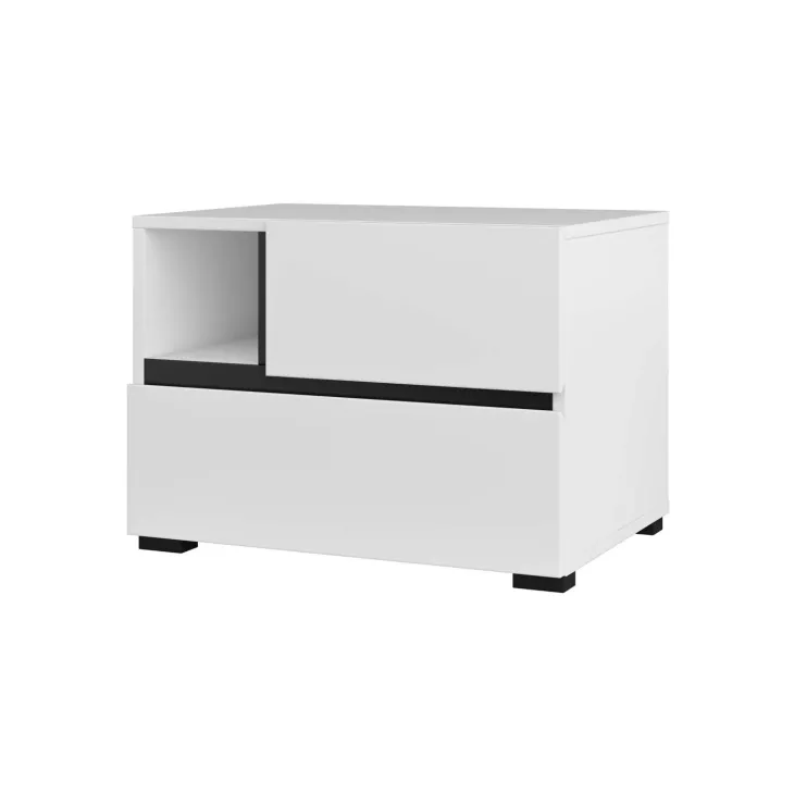 Comodino 55x40h cm con cassetti reversibile bianco opaco Lolla