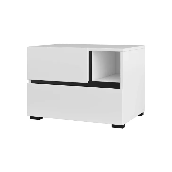 Comodino 55x40h cm con cassetti reversibile bianco opaco Lolla