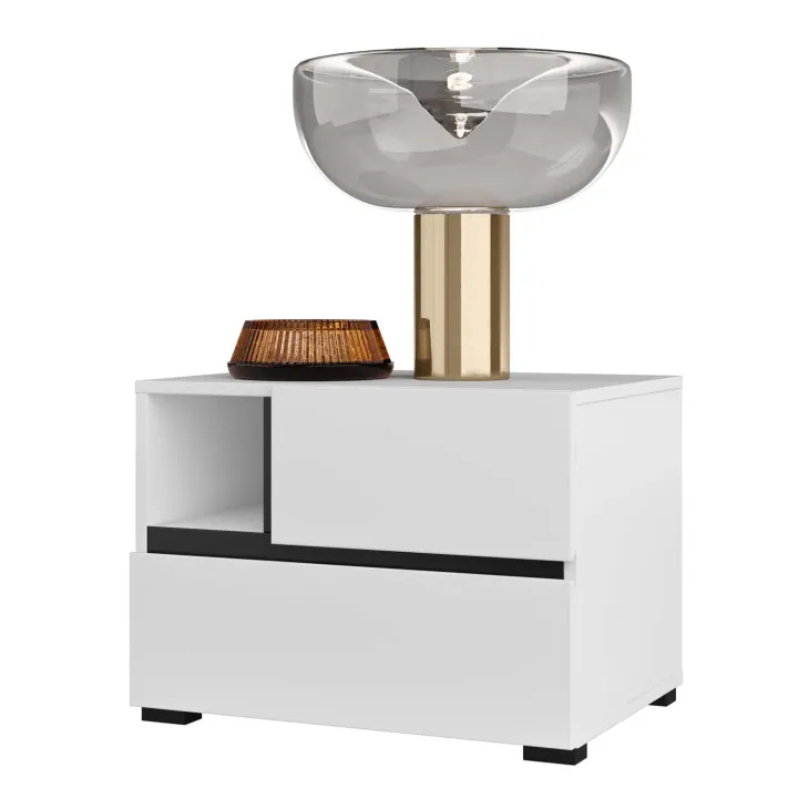 Comodino 55x40h cm con cassetti reversibile bianco opaco Lolla