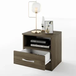 Comodino 40x41h cm con cassetto moderno noce Selvaggia