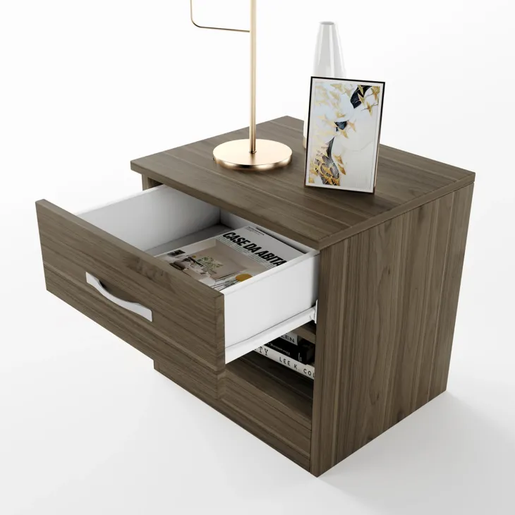 Comodino 40x41h cm con cassetto moderno noce Selvaggia