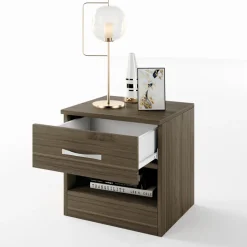 Comodino 40x41h cm con cassetto moderno noce Selvaggia