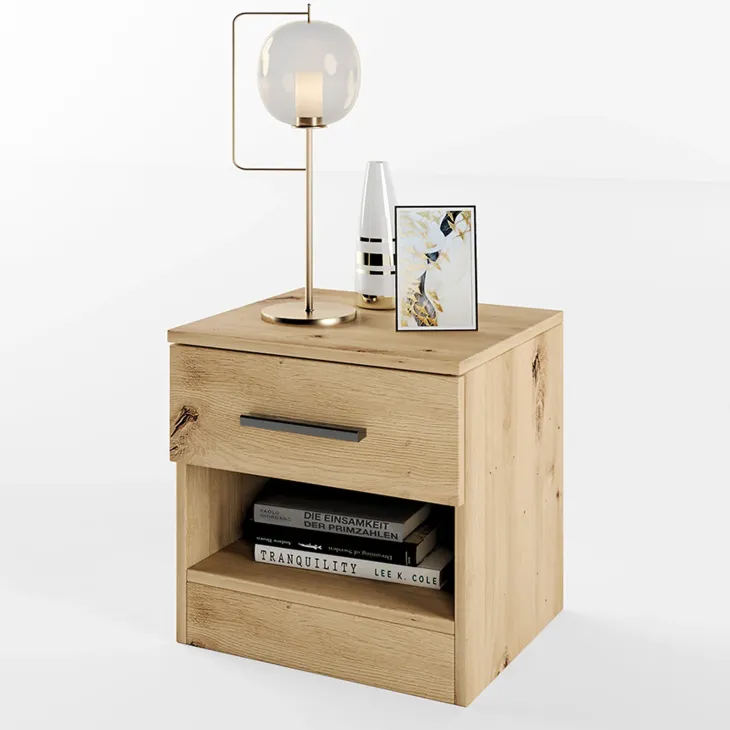 Comodino 40x41h cm con cassetto moderno rovere rustico Selvaggia