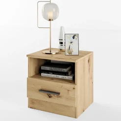 Comodino 40x41h cm con cassetto moderno rovere rustico Selvaggia