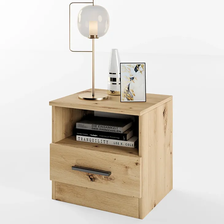 Comodino 40x41h cm con cassetto moderno rovere rustico Selvaggia