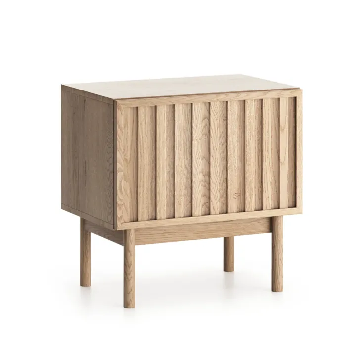 Comodino 53x53h cm design cannettato rovere Colby