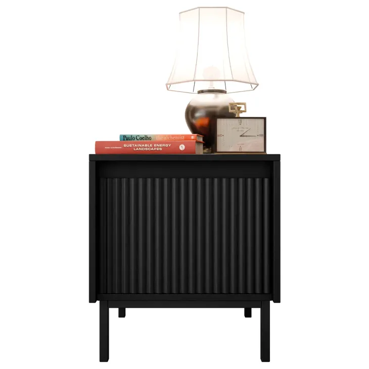 Comodino 45x50h cm design cannettato nero Strike