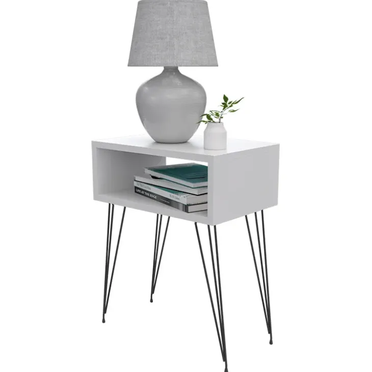 Comodino 45x59h cm design industrial bianco Jamar