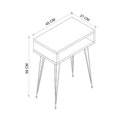 Comodino 45x59h cm design industrial bianco Jamar
