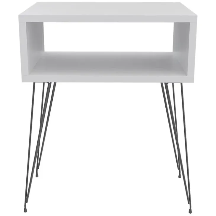 Comodino 45x59h cm design industrial bianco Jamar