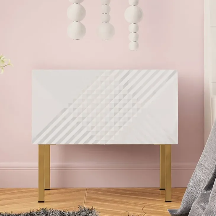 Comodino 50x46h cm design moderno bianco lucido Marisa
