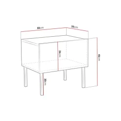 Comodino 50x46h cm design moderno bianco lucido Marisa